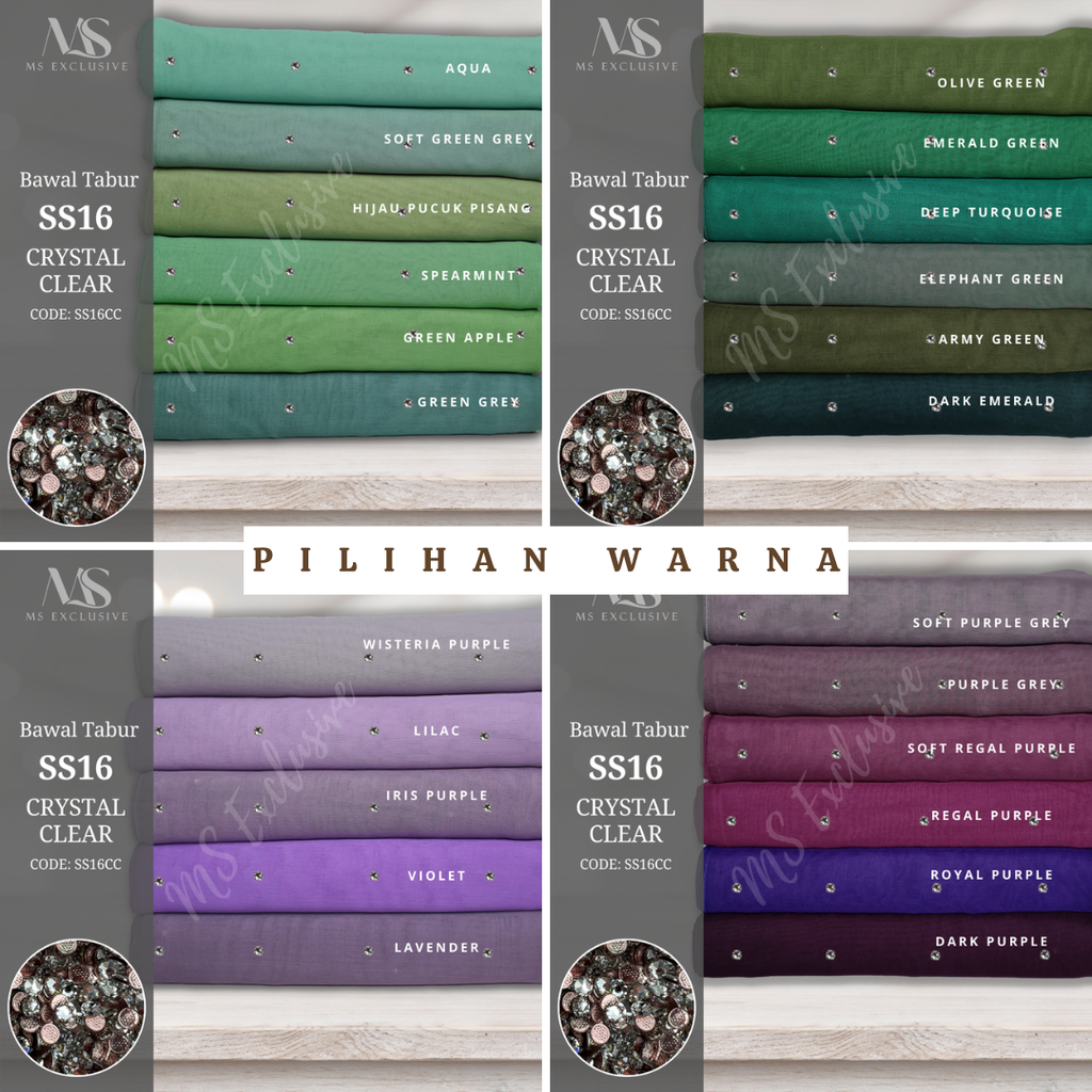 Tudung Bawal Tabur Crystal SWA (Bawal No 1)