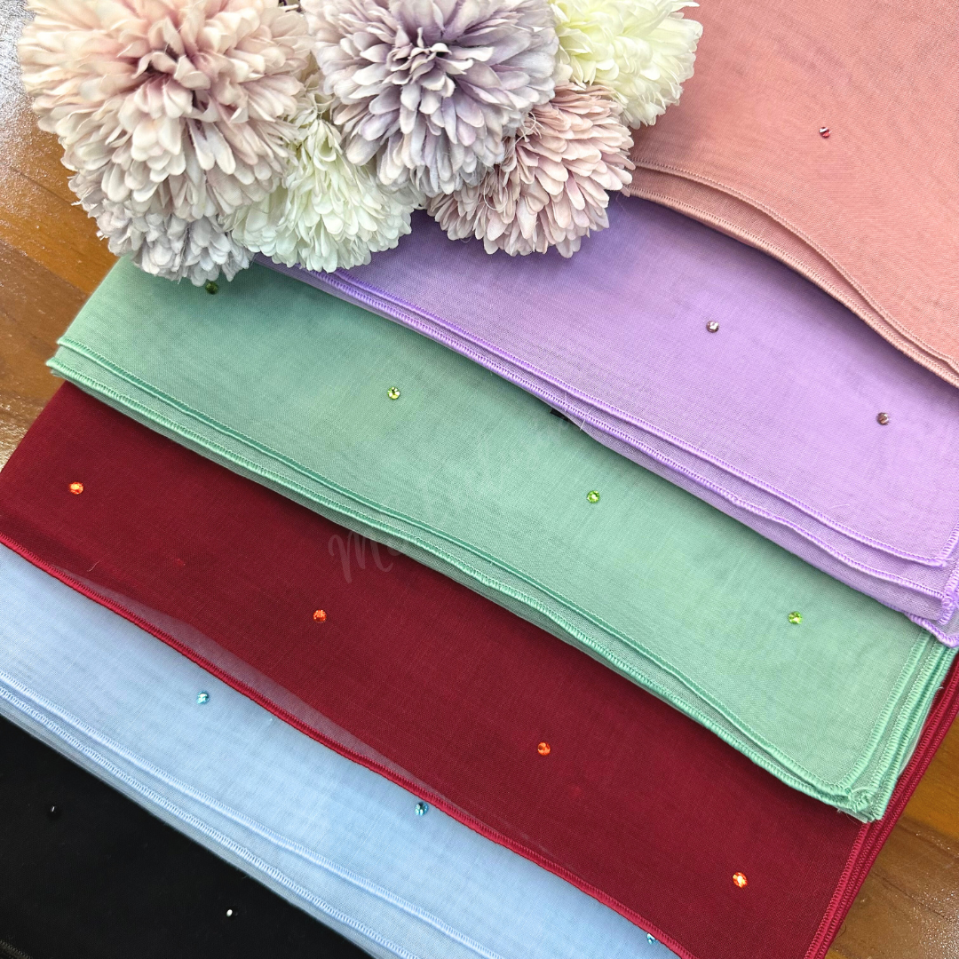 Tudung Bawal Tabur Crystal Colour (Bawal No 1)