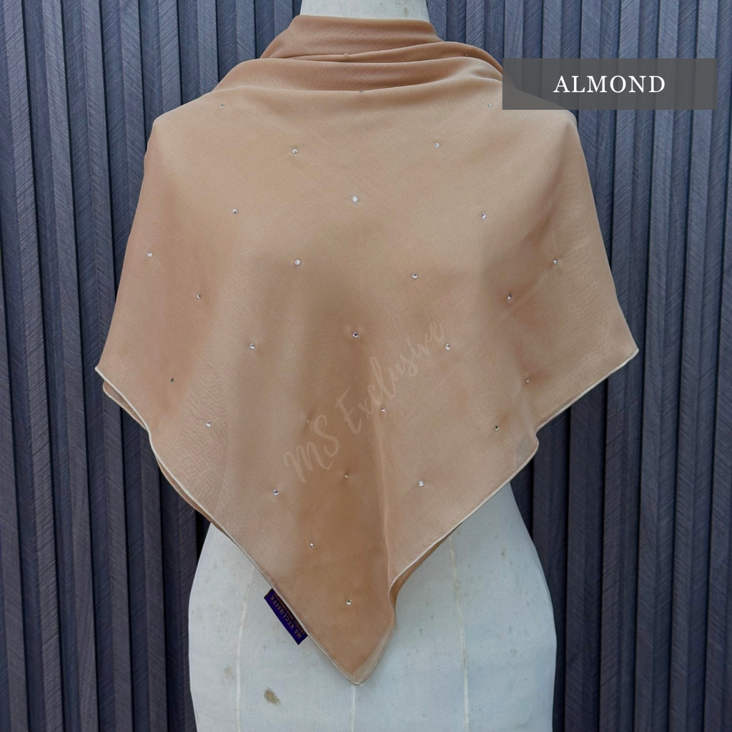 Tudung Bawal Tabur Crystal SWA (Bawal Asli)