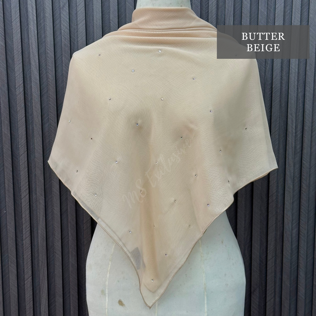 Tudung Bawal Tabur Crystal SWA (Bawal Asli)