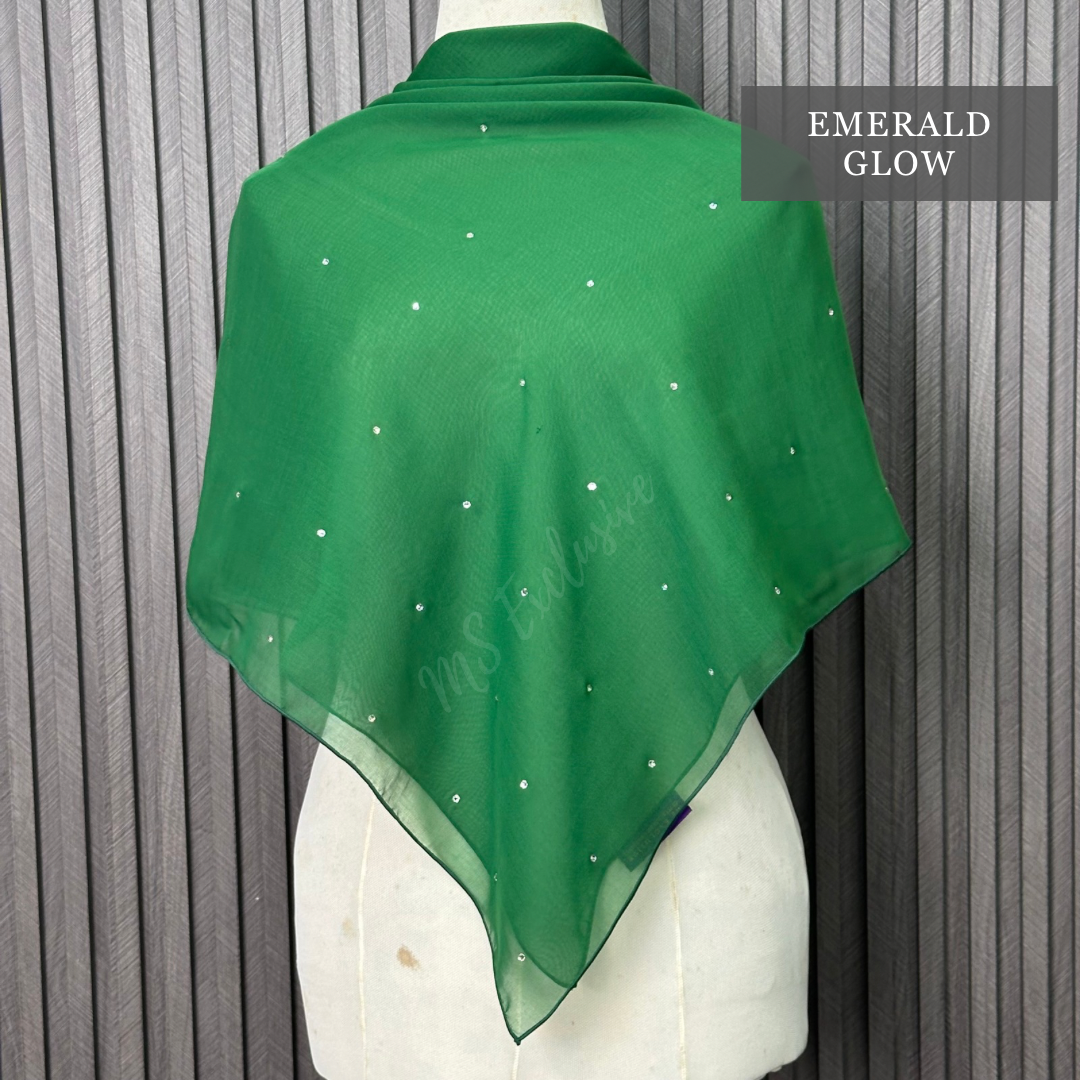 Tudung Bawal Tabur Crystal SWA (Bawal Asli)