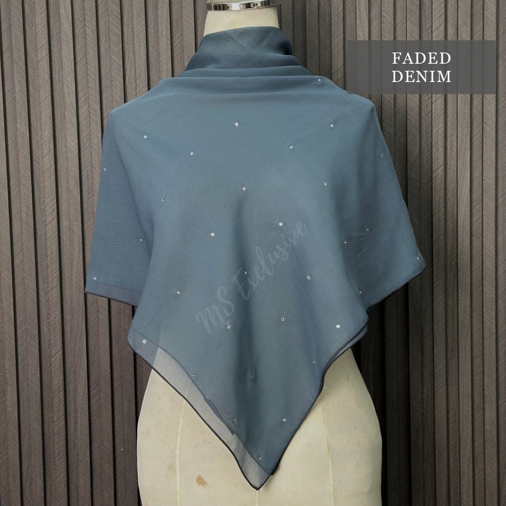 Tudung Bawal Tabur Crystal SWA (Bawal Asli)