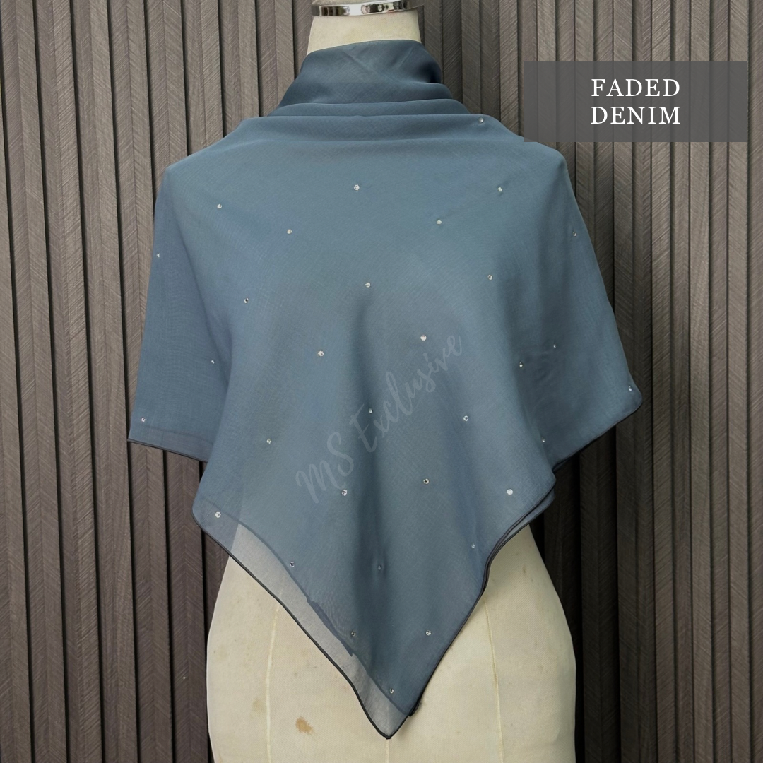 Tudung Bawal Tabur Crystal SWA (Bawal Asli)