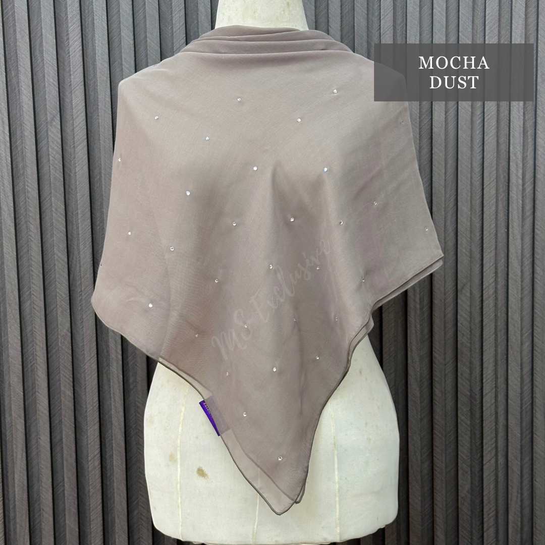 Tudung Bawal Tabur Crystal SWA (Bawal Asli)