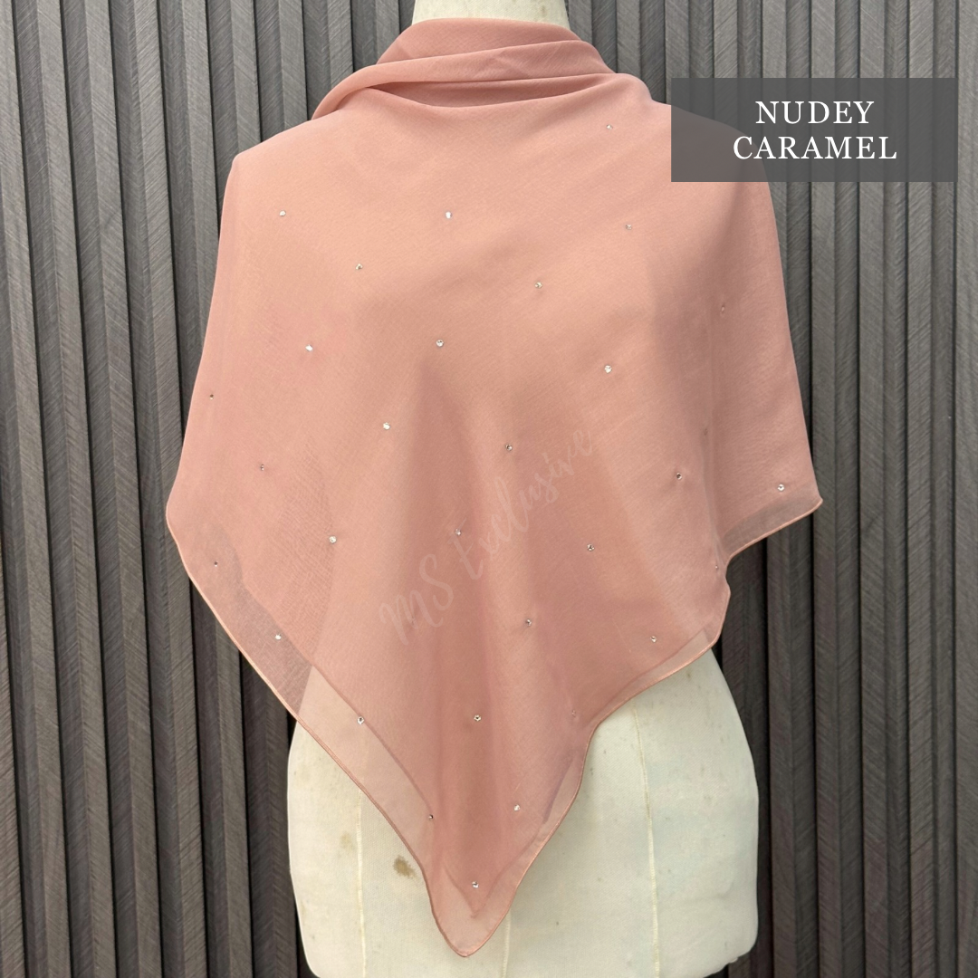 Tudung Bawal Tabur Crystal SWA (Bawal Asli)