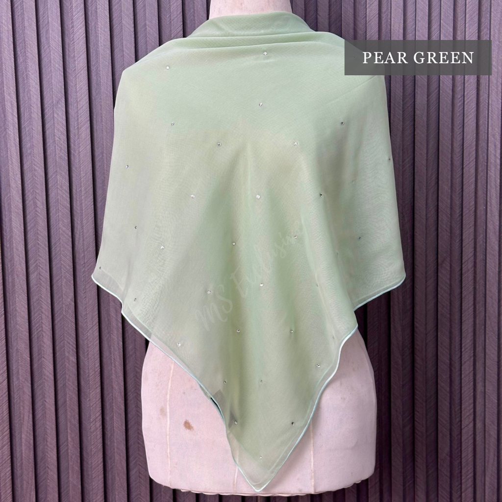 Tudung Bawal Tabur Crystal SWA (Bawal Asli)