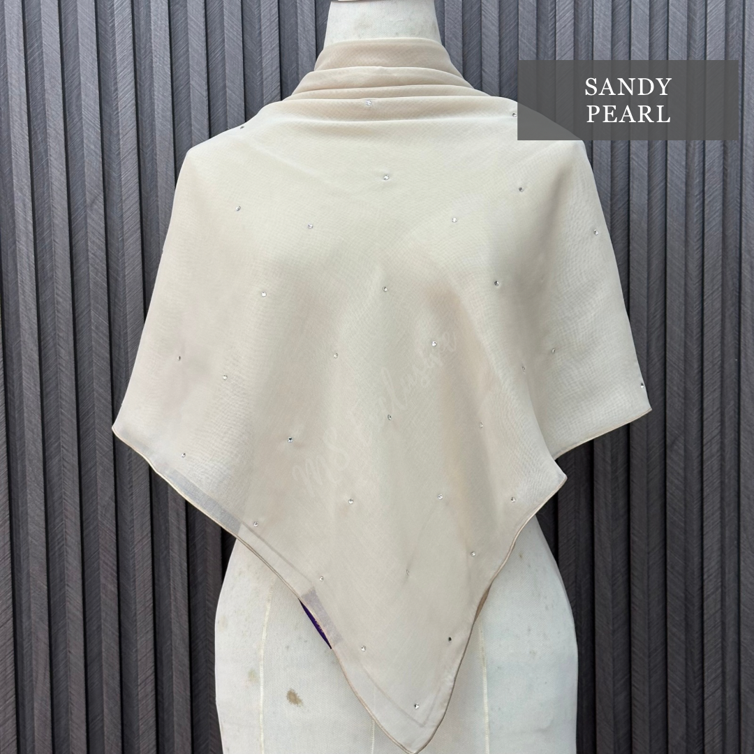 Tudung Bawal Tabur Crystal SWA (Bawal Asli)