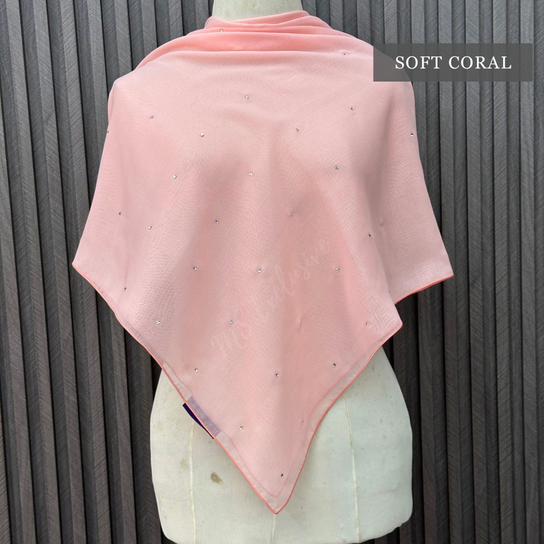 Tudung Bawal Tabur Crystal SWA (Bawal Asli)