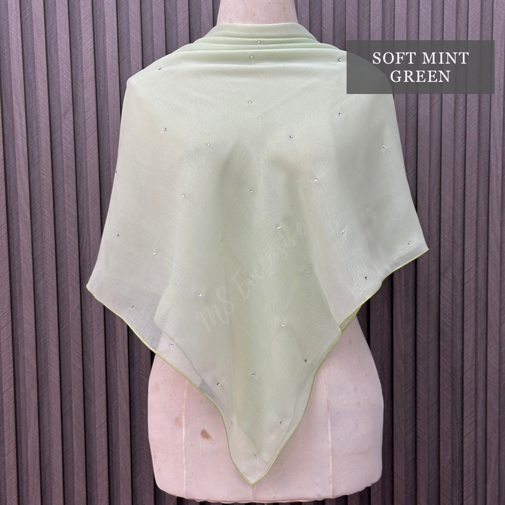 Tudung Bawal Tabur Crystal SWA (Bawal Asli)