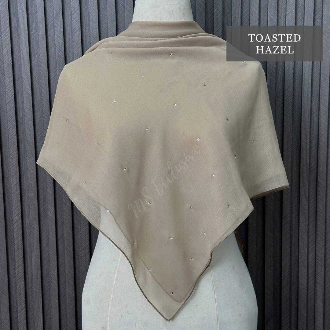 Tudung Bawal Tabur Crystal SWA (Bawal Asli)