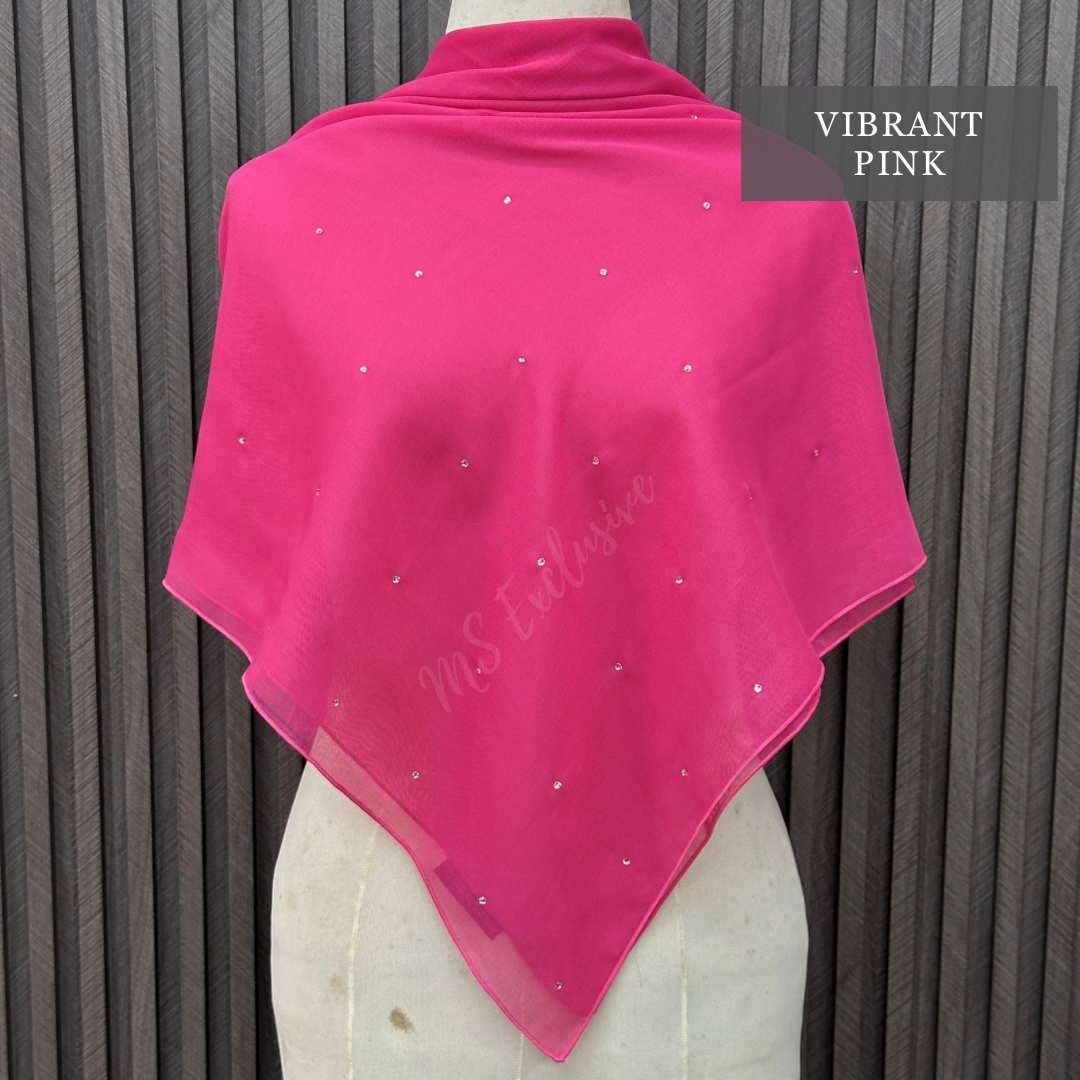 Tudung Bawal Tabur Crystal SWA (Bawal Asli)