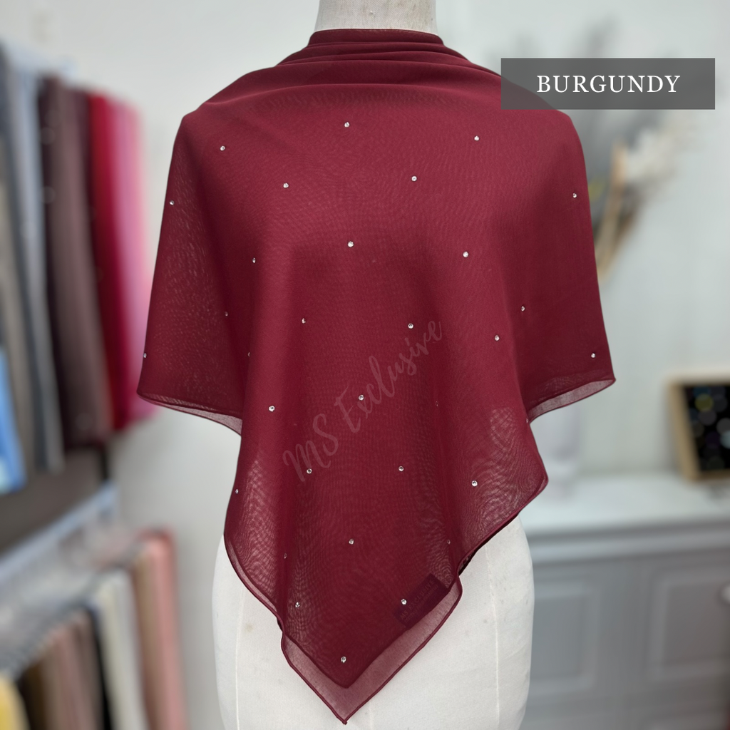 Tudung Bawal Tabur Crystal SWA (Bawal Asli)