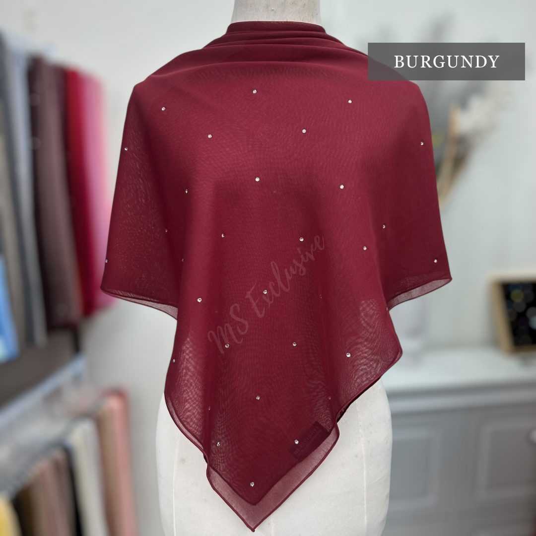 Tudung Bawal Tabur Crystal SWA (Bawal Asli)
