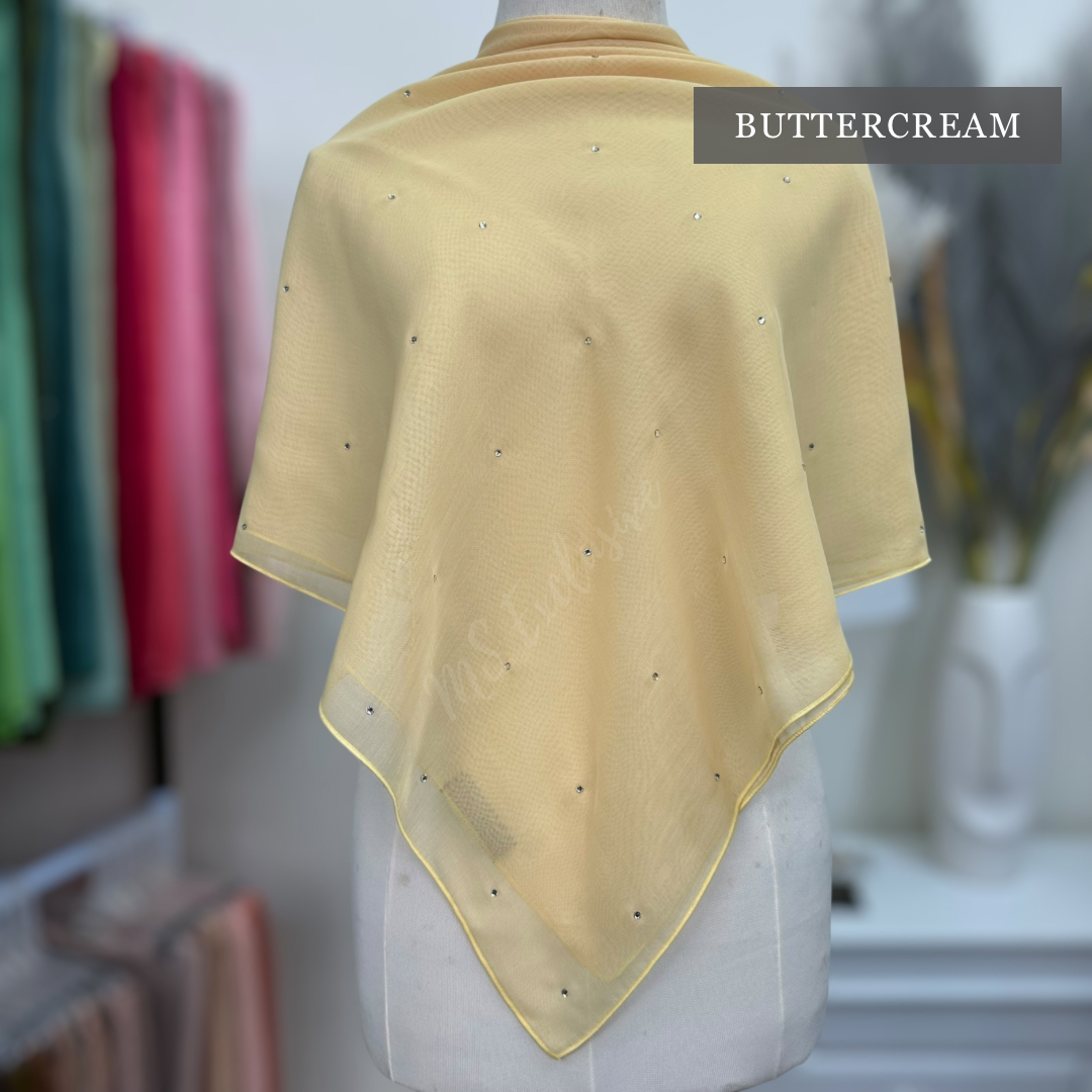Tudung Bawal Tabur Crystal SWA (Bawal Asli)