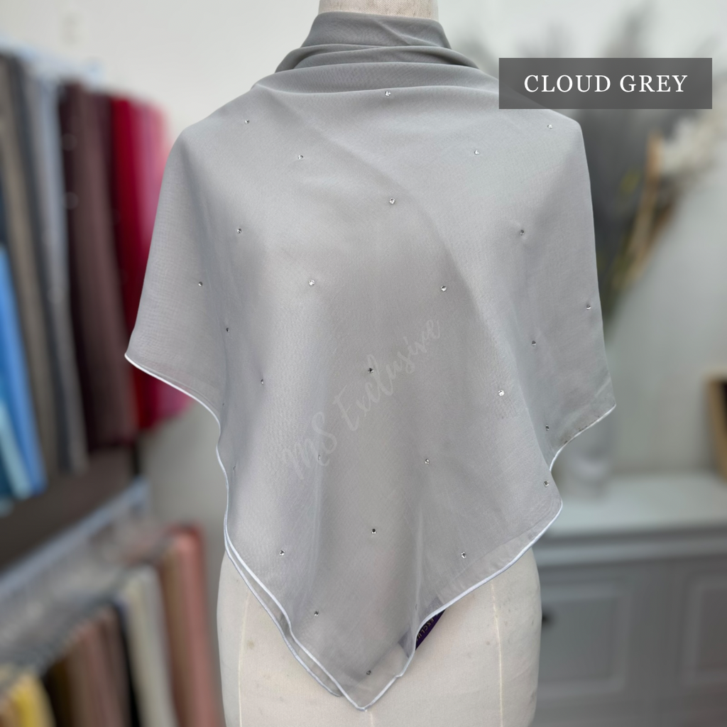 Tudung Bawal Tabur Crystal SWA (Bawal Asli)