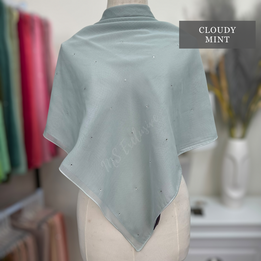 Tudung Bawal Tabur Crystal SWA (Bawal Asli)