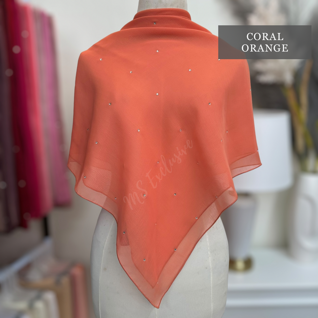Tudung Bawal Tabur Crystal SWA (Bawal Asli)