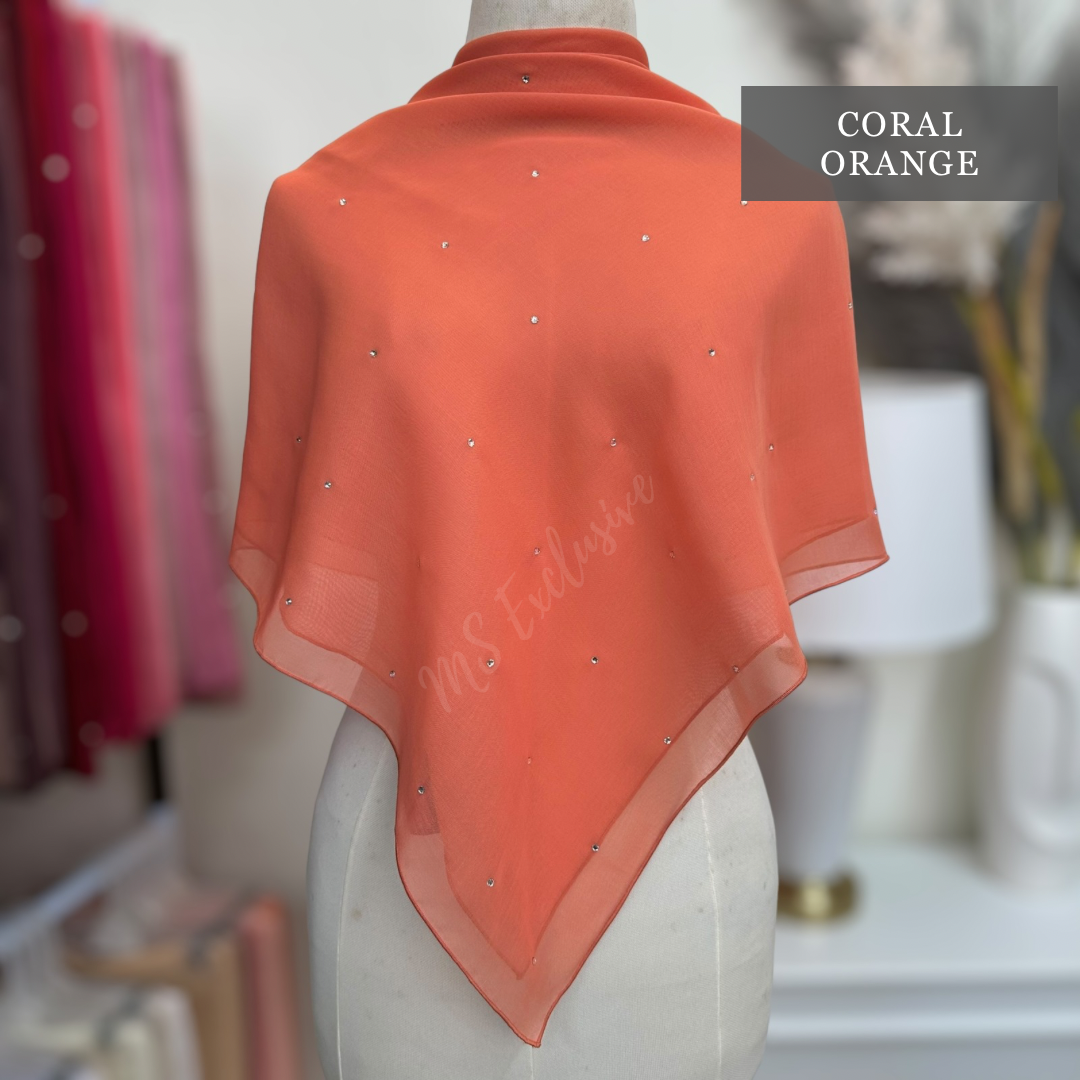 Tudung Bawal Tabur Crystal SWA (Bawal Asli)