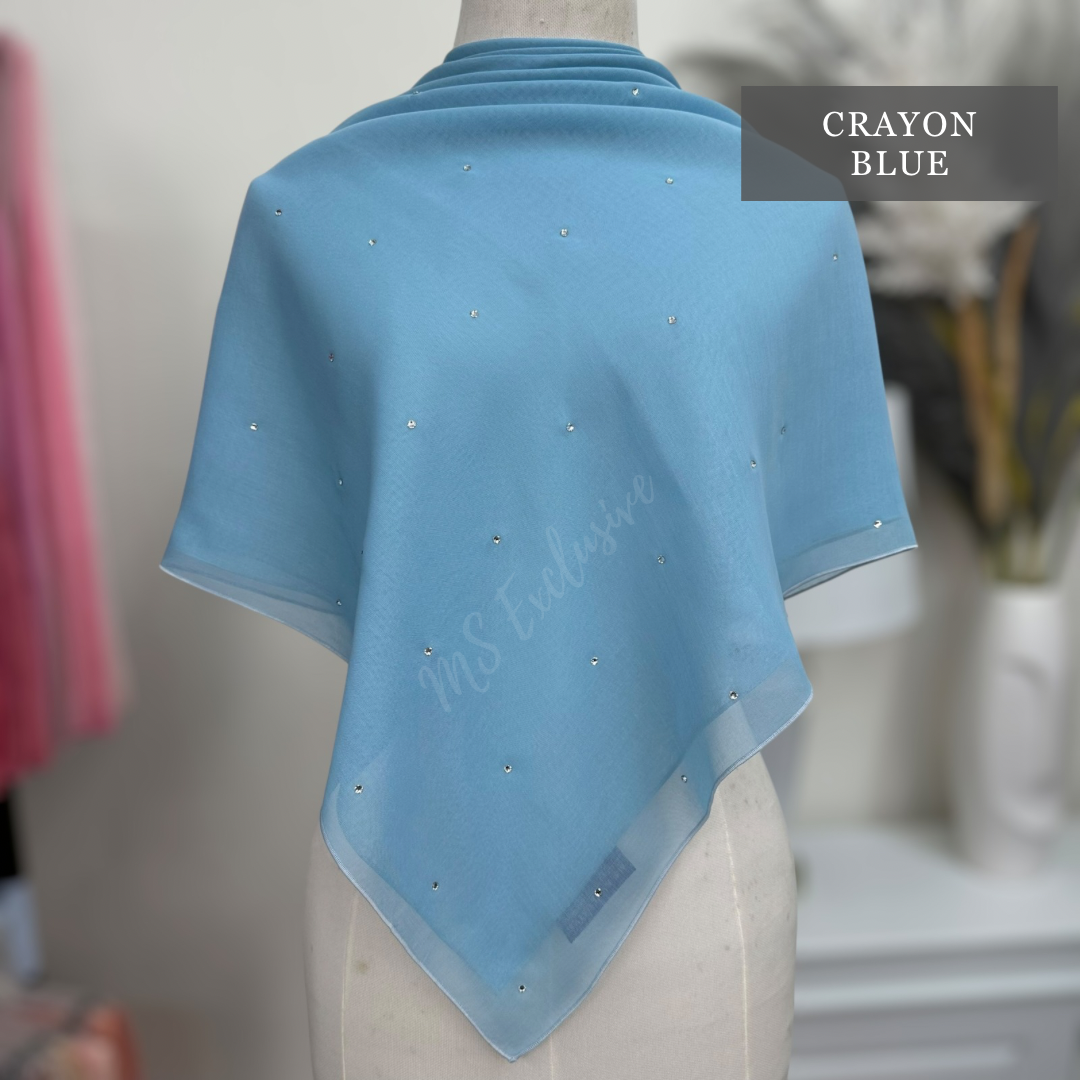 Tudung Bawal Tabur Crystal SWA (Bawal Asli)