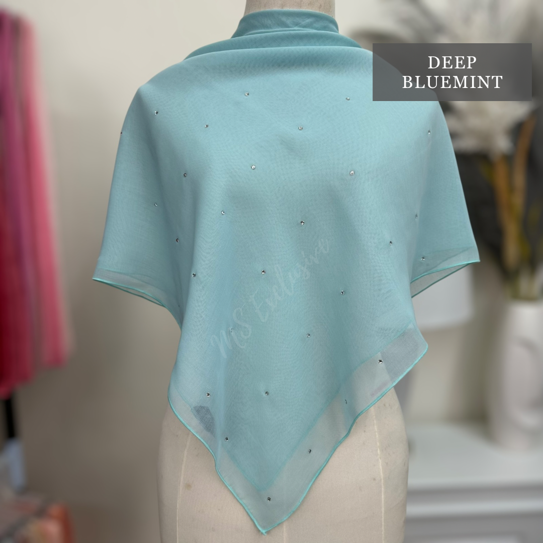 Tudung Bawal Tabur Crystal SWA (Bawal Asli)