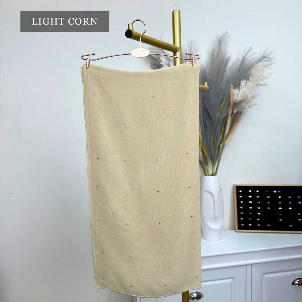 Tudung Bawal Tabur (Bawal Asli) Embellished With Swarovski® Crystals