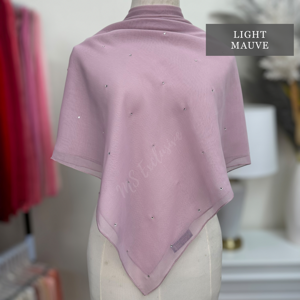 Tudung Bawal Tabur (Bawal Asli) Embellished With Swarovski® Crystals