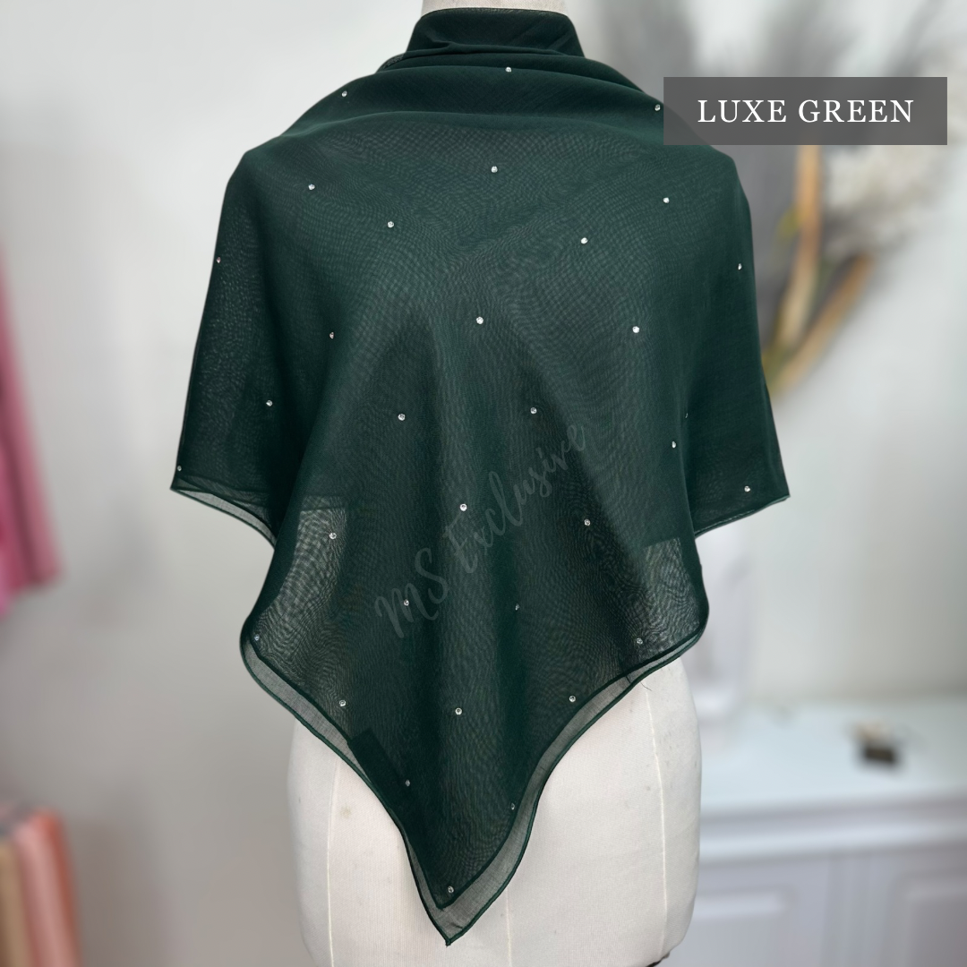 Tudung Bawal Tabur Crystal SWA (Bawal Asli)