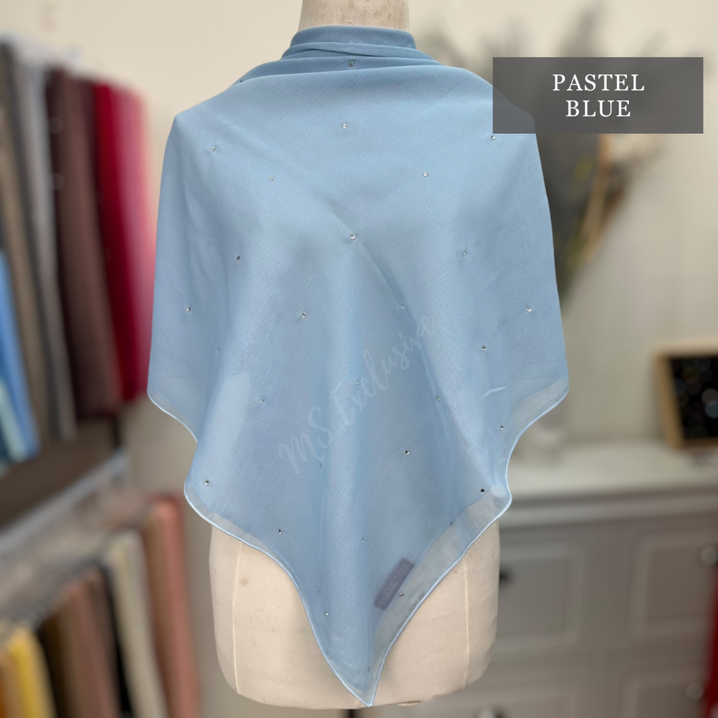 Tudung Bawal Tabur Crystal SWA (Bawal Asli)