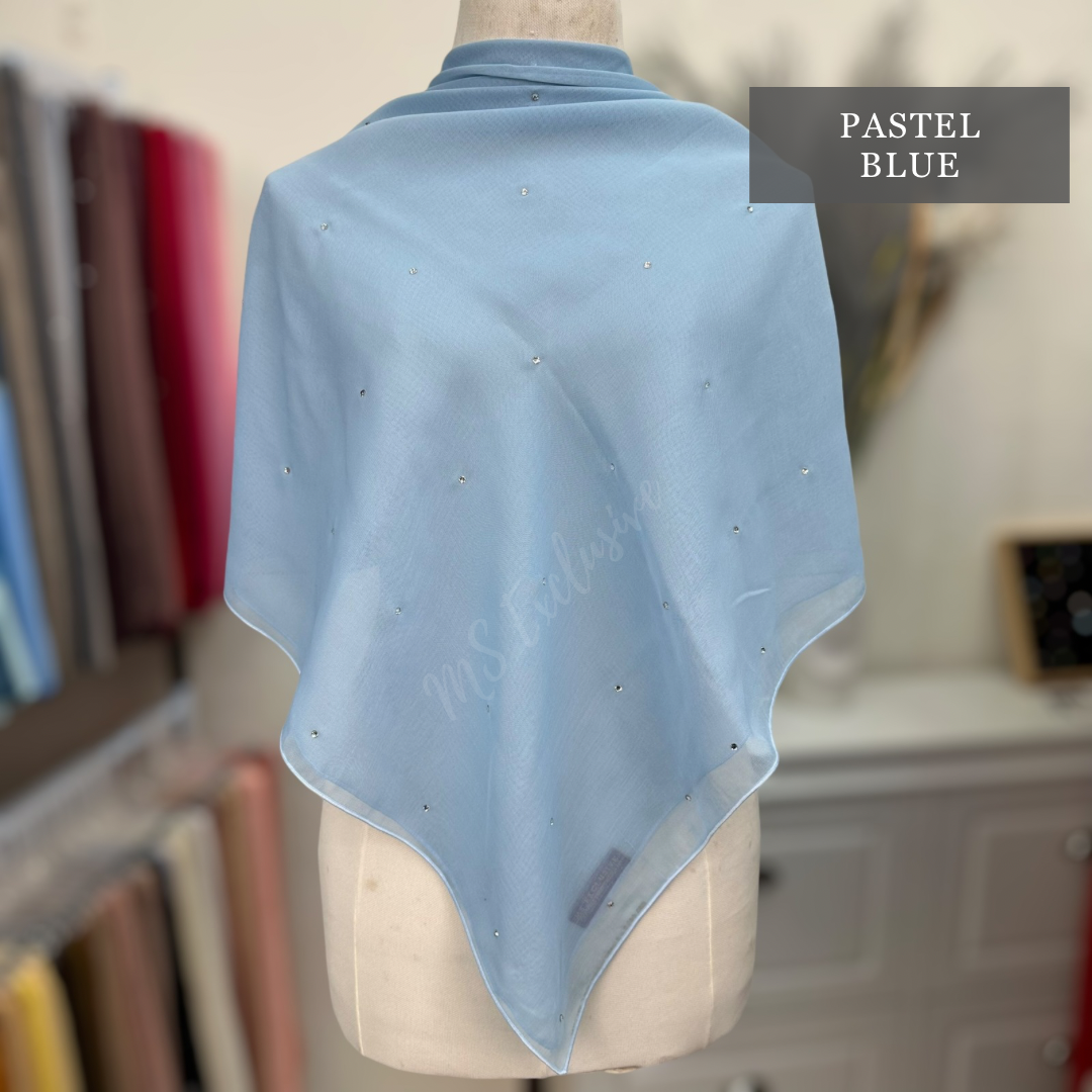 Tudung Bawal Tabur Crystal SWA (Bawal Asli)
