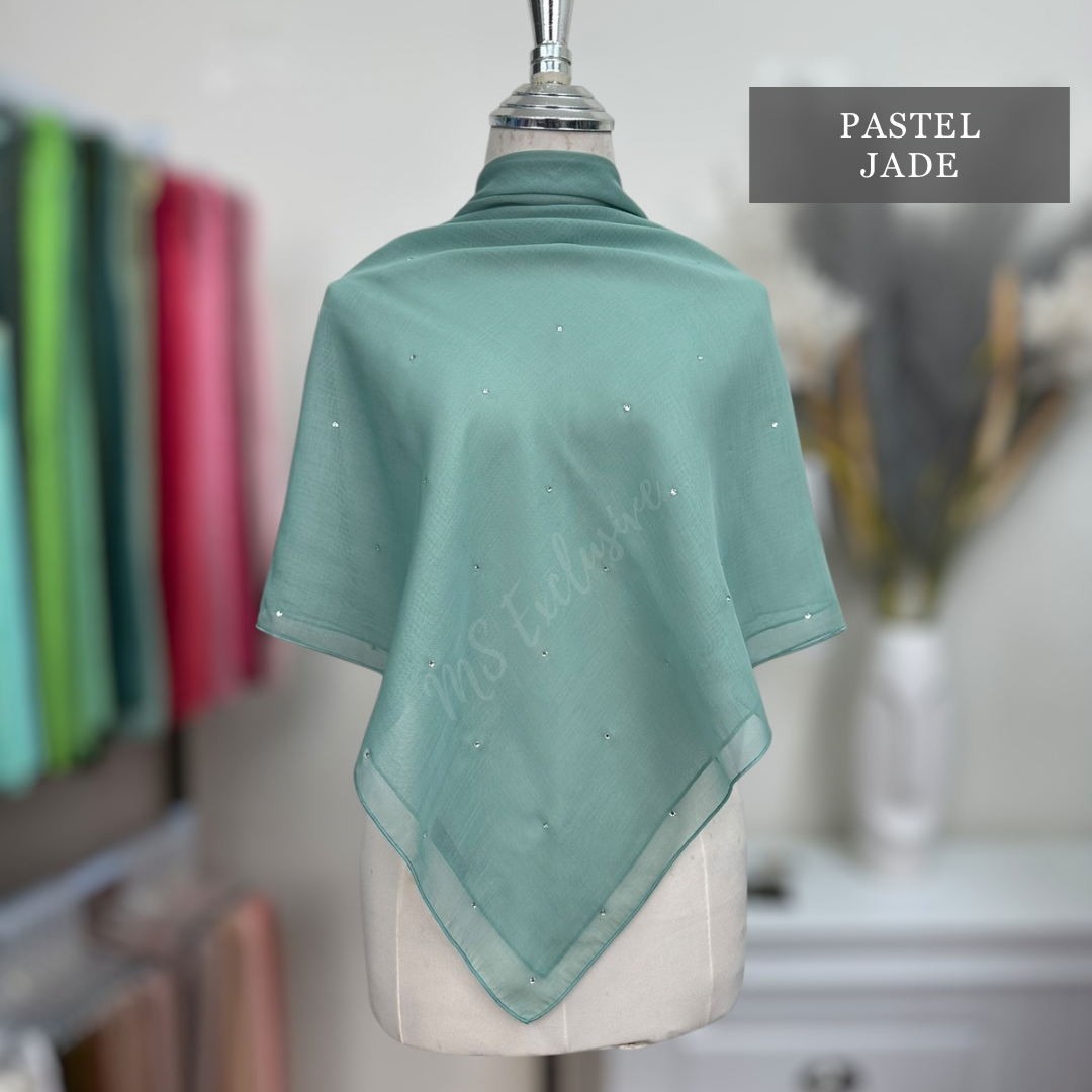 Tudung Bawal Tabur Crystal SWA (Bawal Asli)