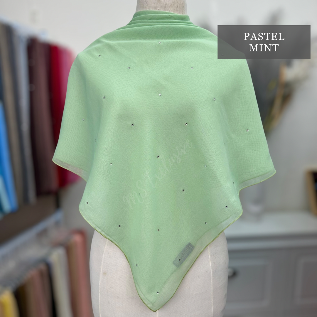 Tudung Bawal Tabur Crystal SWA (Bawal Asli)