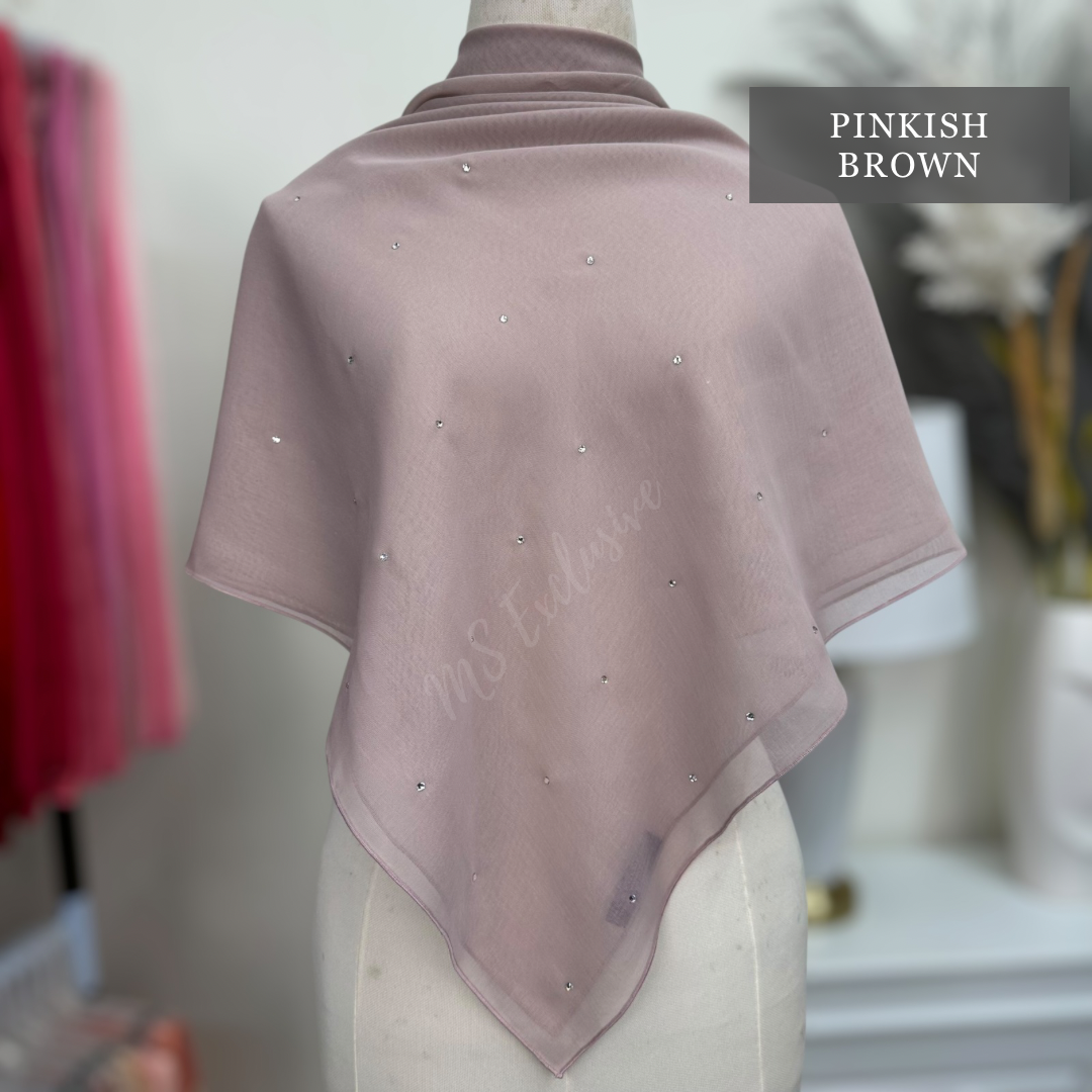 Tudung Bawal Tabur Crystal SWA (Bawal Asli)