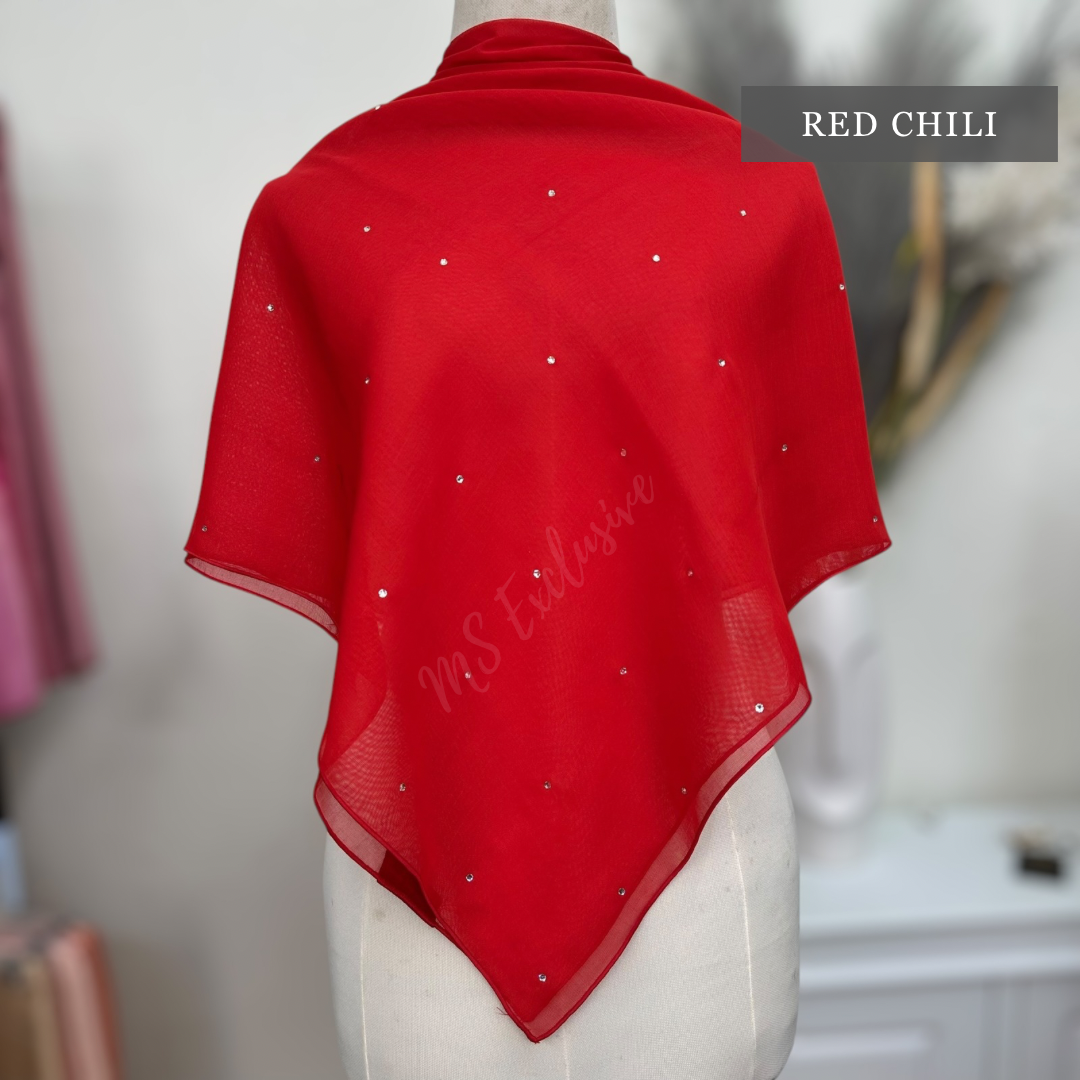 Tudung Bawal Tabur Crystal SWA (Bawal Asli)