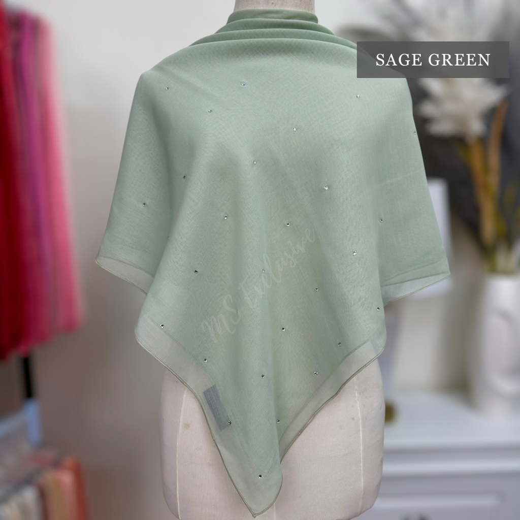 Tudung Bawal Tabur Crystal SWA (Bawal Asli)