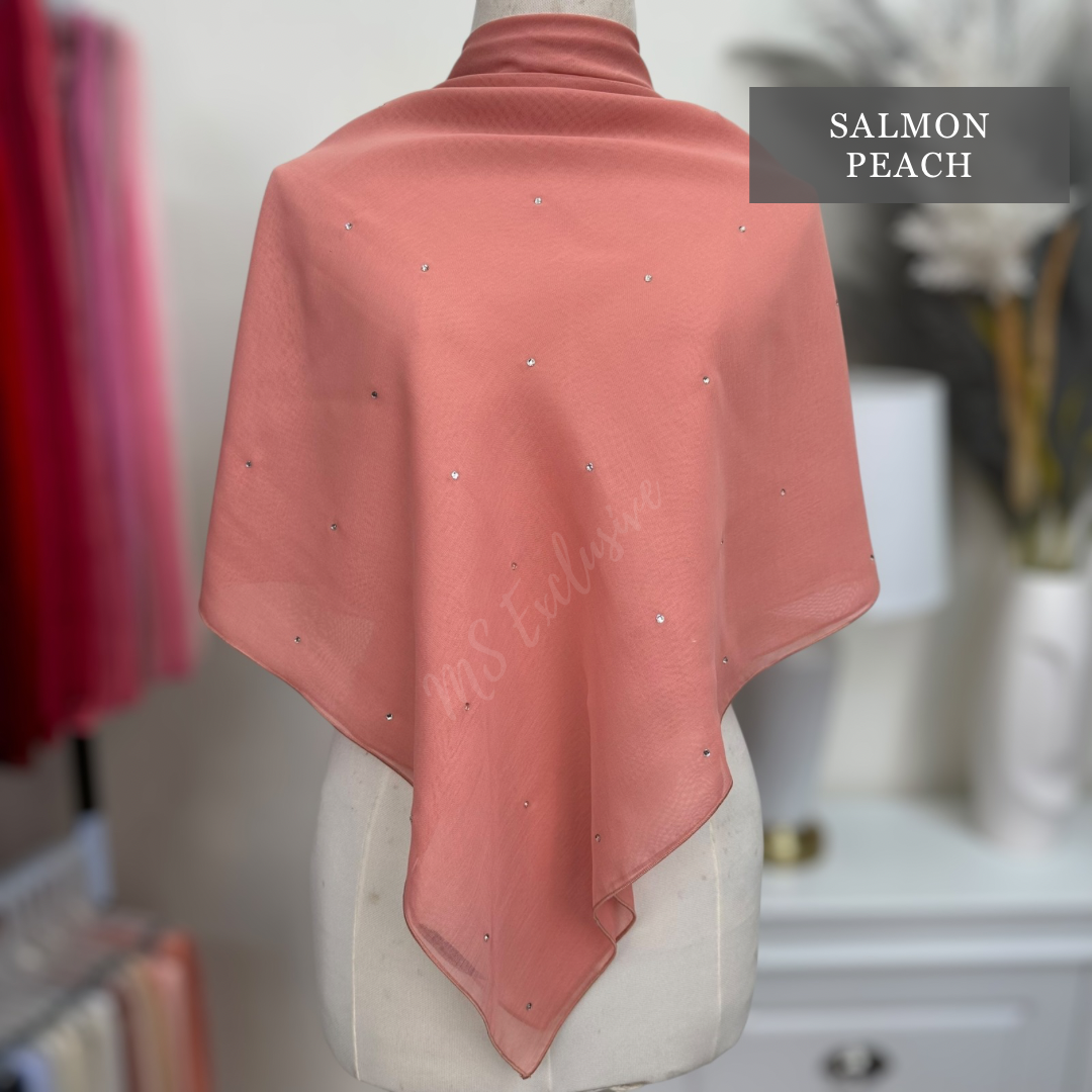 Tudung Bawal Tabur Crystal SWA (Bawal Asli)