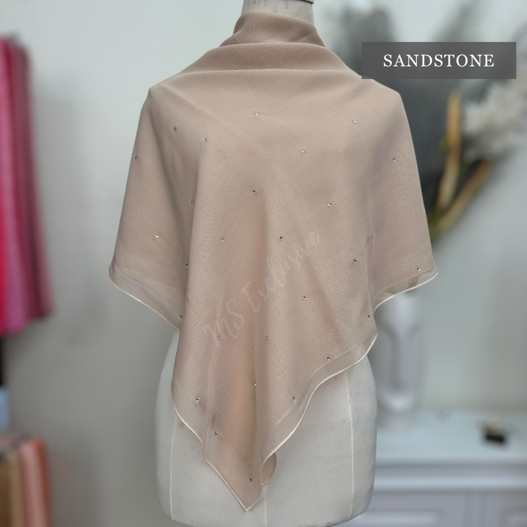 Tudung Bawal Tabur Crystal SWA (Bawal Asli)