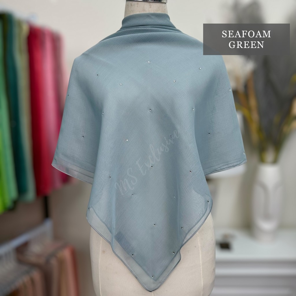 Tudung Bawal Tabur Crystal SWA (Bawal Asli)