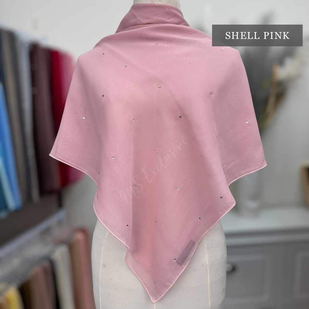 Tudung Bawal Tabur Crystal SWA (Bawal Asli)