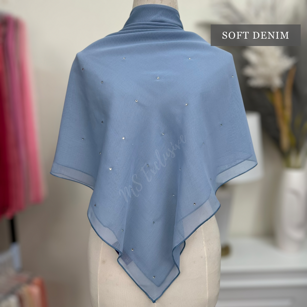 Tudung Bawal Tabur Crystal SWA (Bawal Asli)