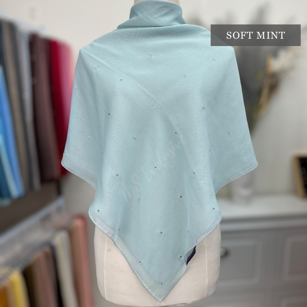 Tudung Bawal Tabur Crystal SWA (Bawal Asli)