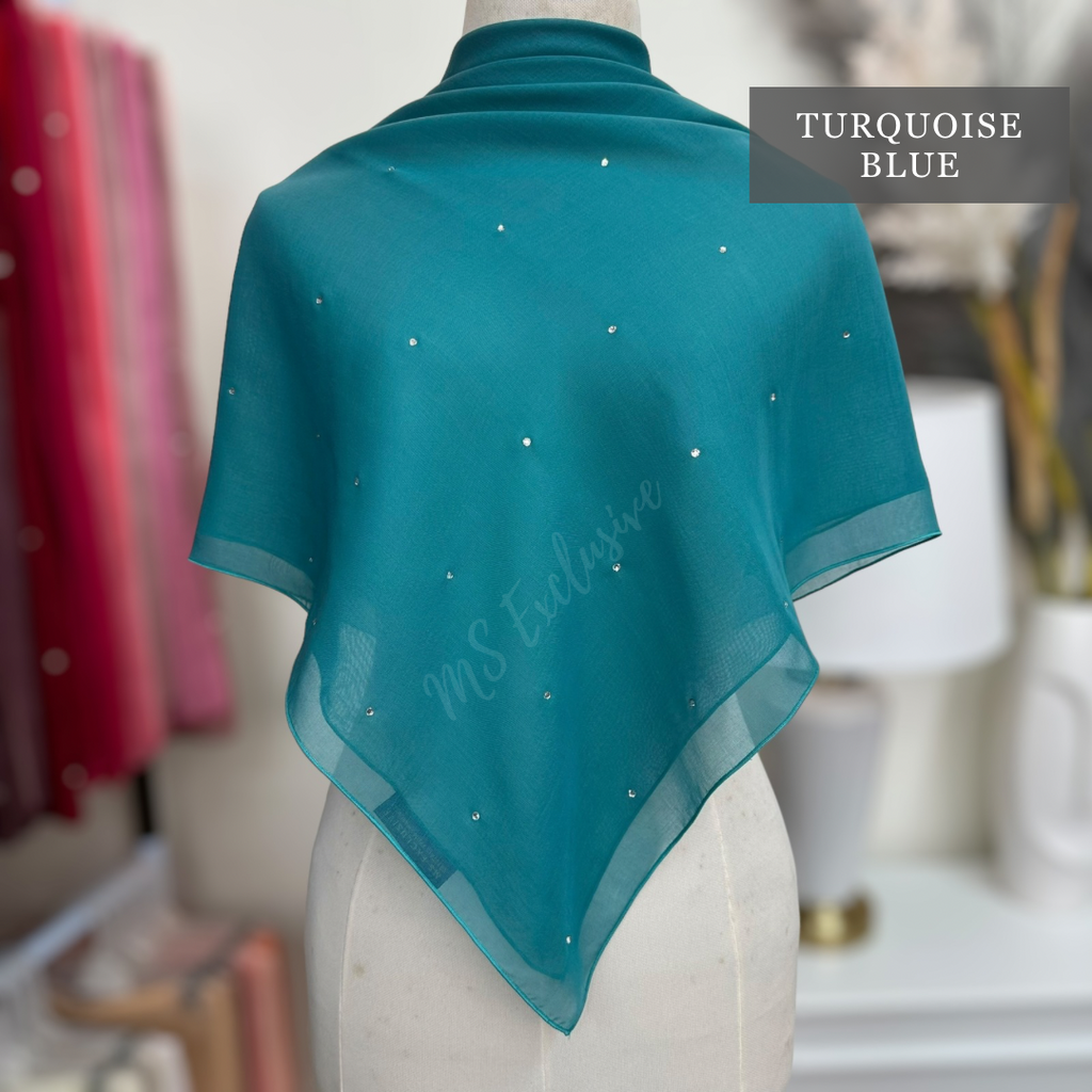 Tudung Bawal Tabur Crystal SWA (Bawal Asli)