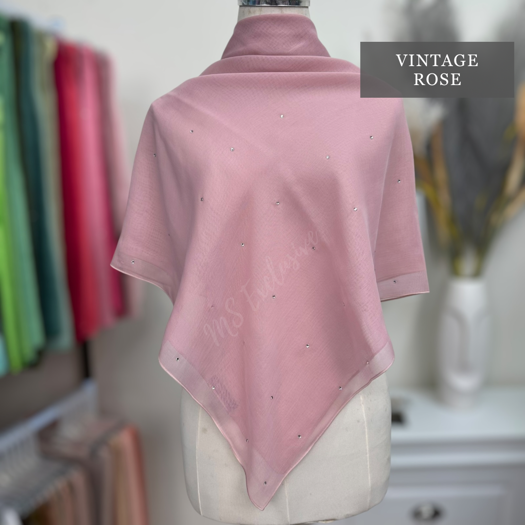 Tudung Bawal Tabur Crystal SWA (Bawal Asli)
