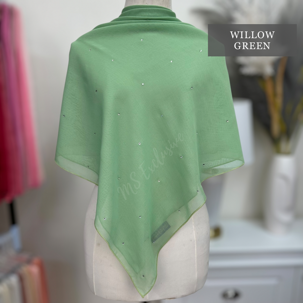 Tudung Bawal Tabur Crystal SWA (Bawal Asli)
