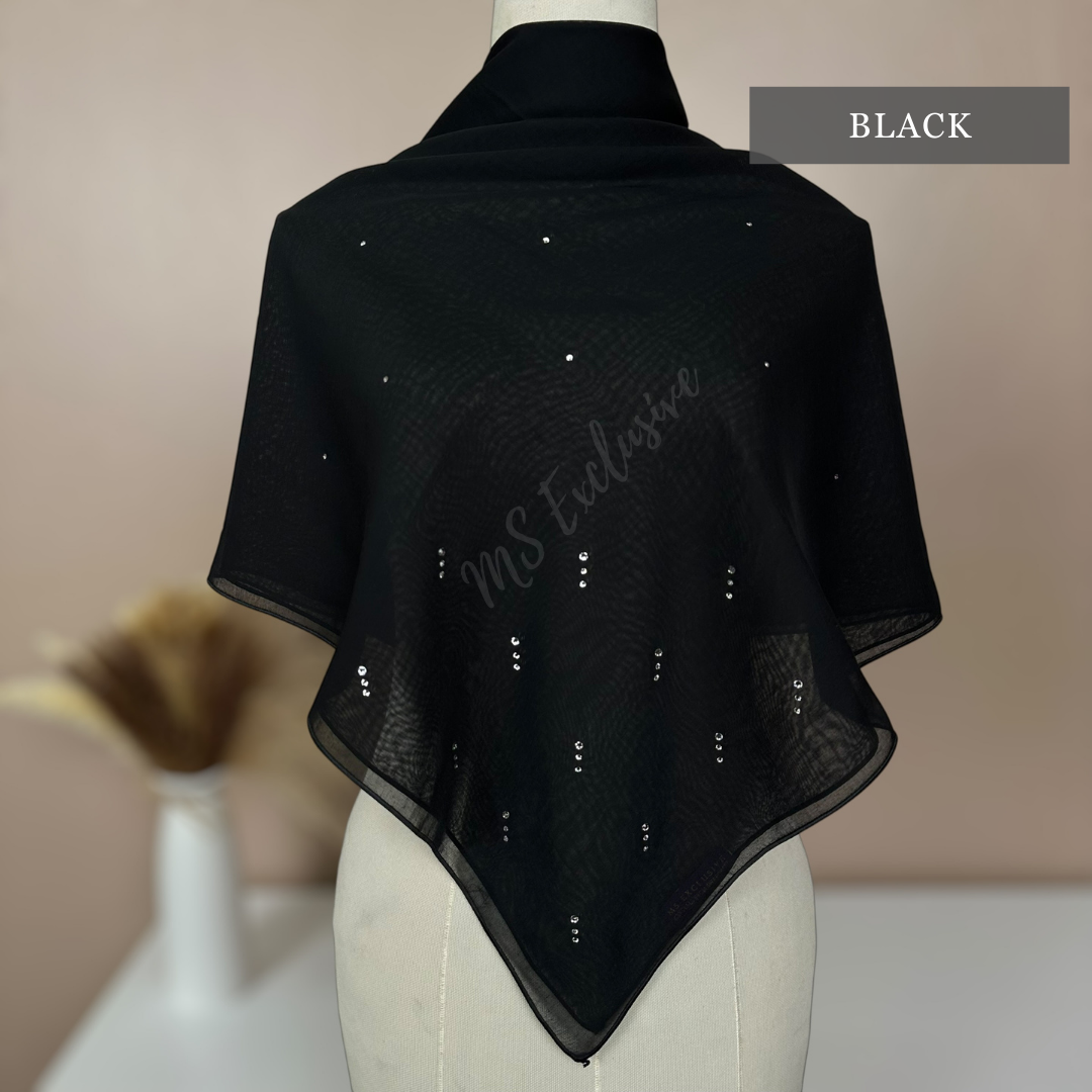 Tudung Bawal Rintik Crystal SWA (Bawal Asli)