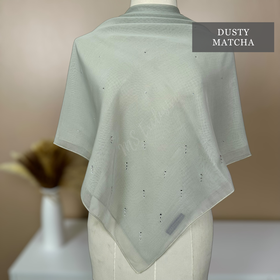 Tudung Bawal Rintik Crystal SWA (Bawal Asli)