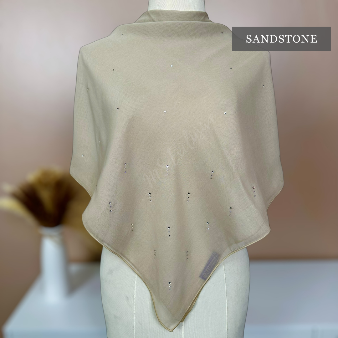 Tudung Bawal Rintik Crystal SWA (Bawal Asli)