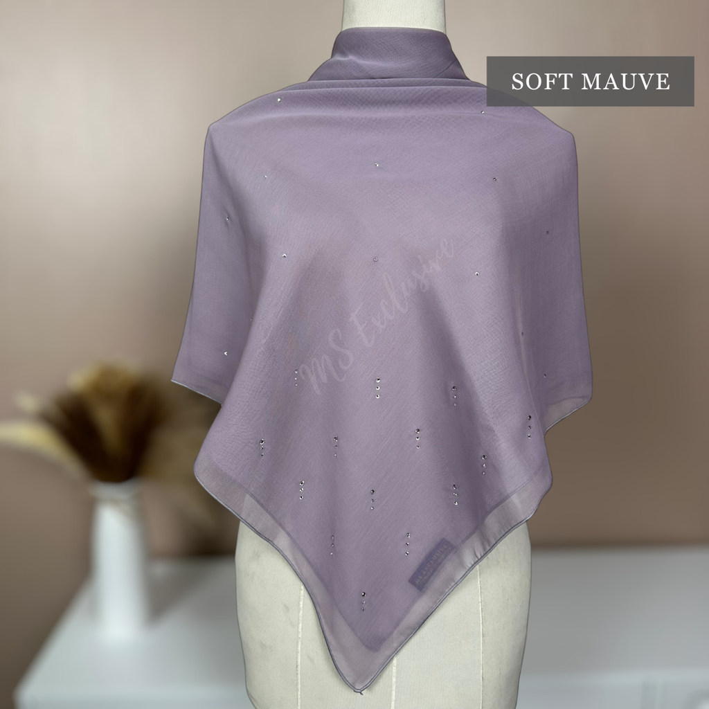 Tudung Bawal Rintik Crystal SWA (Bawal Asli)