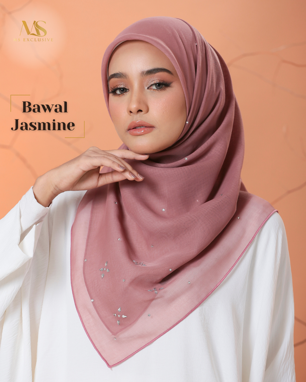 Tudung Bawal Jasmine Crystal SWA (Bawal No 1)