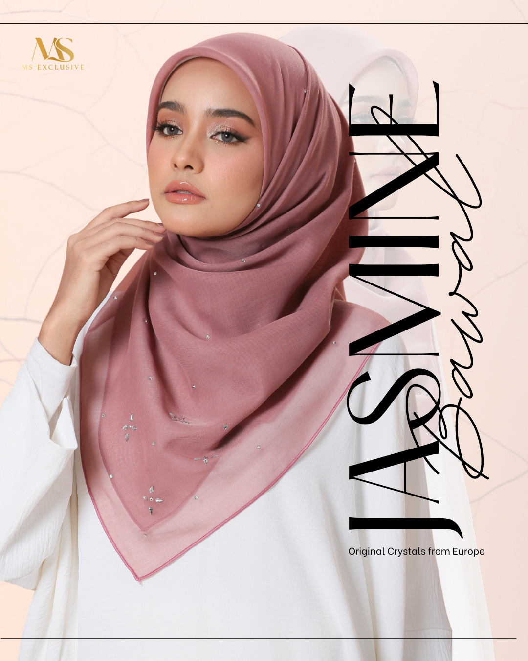 Tudung Bawal Jasmine Crystal SWA (Bawal No 1)