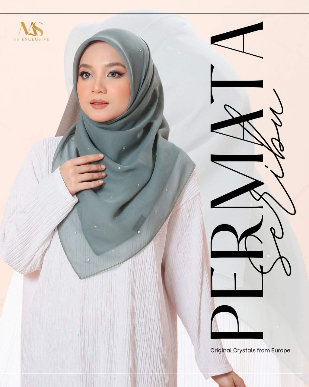 Tudung Bawal Permata Seribu Crystal SWA (Bawal No 1)